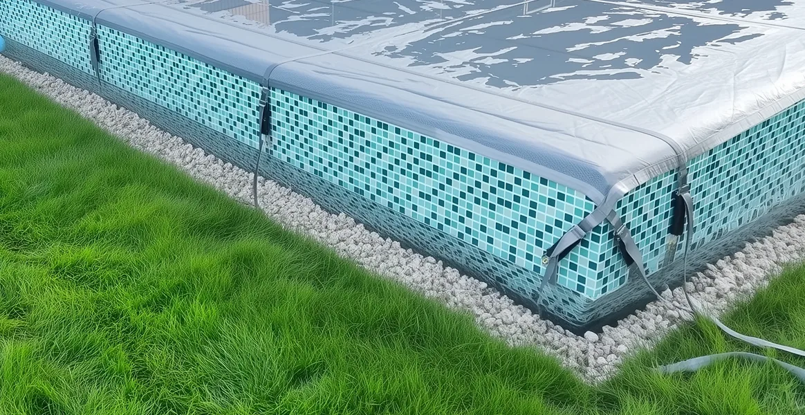 Покрывало для бассейна под снегом — защита зимой в Хабаровске